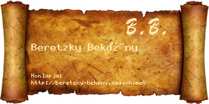 Beretzky Bekény névjegykártya
